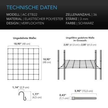 AC Infinity Kweektent plantennet elastisch, 60x60 cm