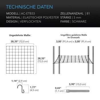 AC Infinity Kweektent plantennet elastisch, 90x90 cm