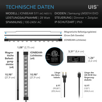 AC Infinity IONBEAM S11, volledig spectrum 4 LED-strips 27,9 cm, 30 W