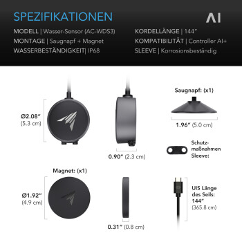 AC Infinity AI-watersensor – Waterpeil- en lekdetectie, IP68