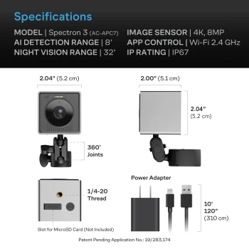 AC Infinity SPECTRON 3 – AI 4K-kweekcamera met nachtzicht