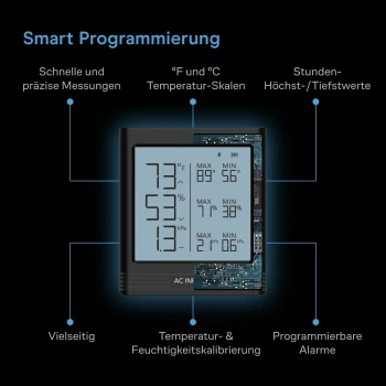 AC Infinity Smart Hygrometer B1 – VPD-klimaatmeter met externe sensor