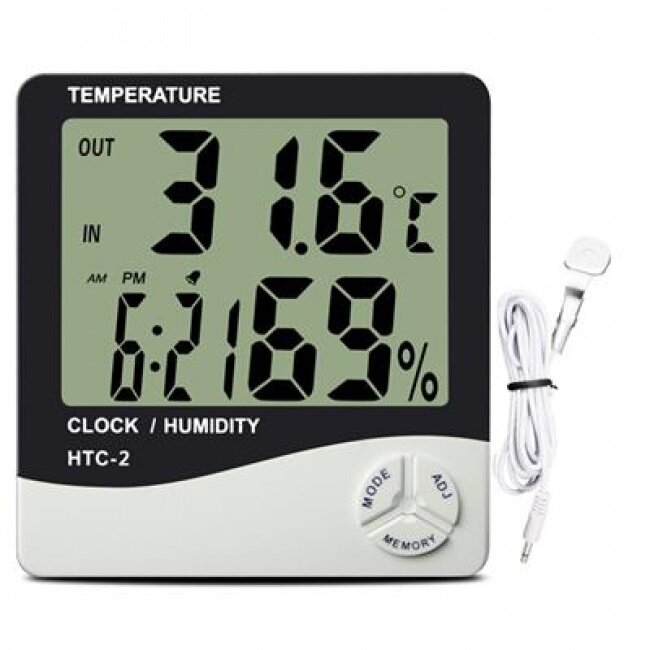Vuiligheid Scheiden Sluimeren Indoor/Outdoor Thermometer, Hygrometer, Klok incl. externe sensor 2m -
